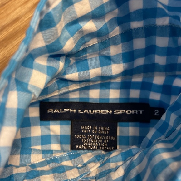 Ralph Lauren button down shirt blue and white cotton size 2 . Perfect condition - Picture 3 of 6